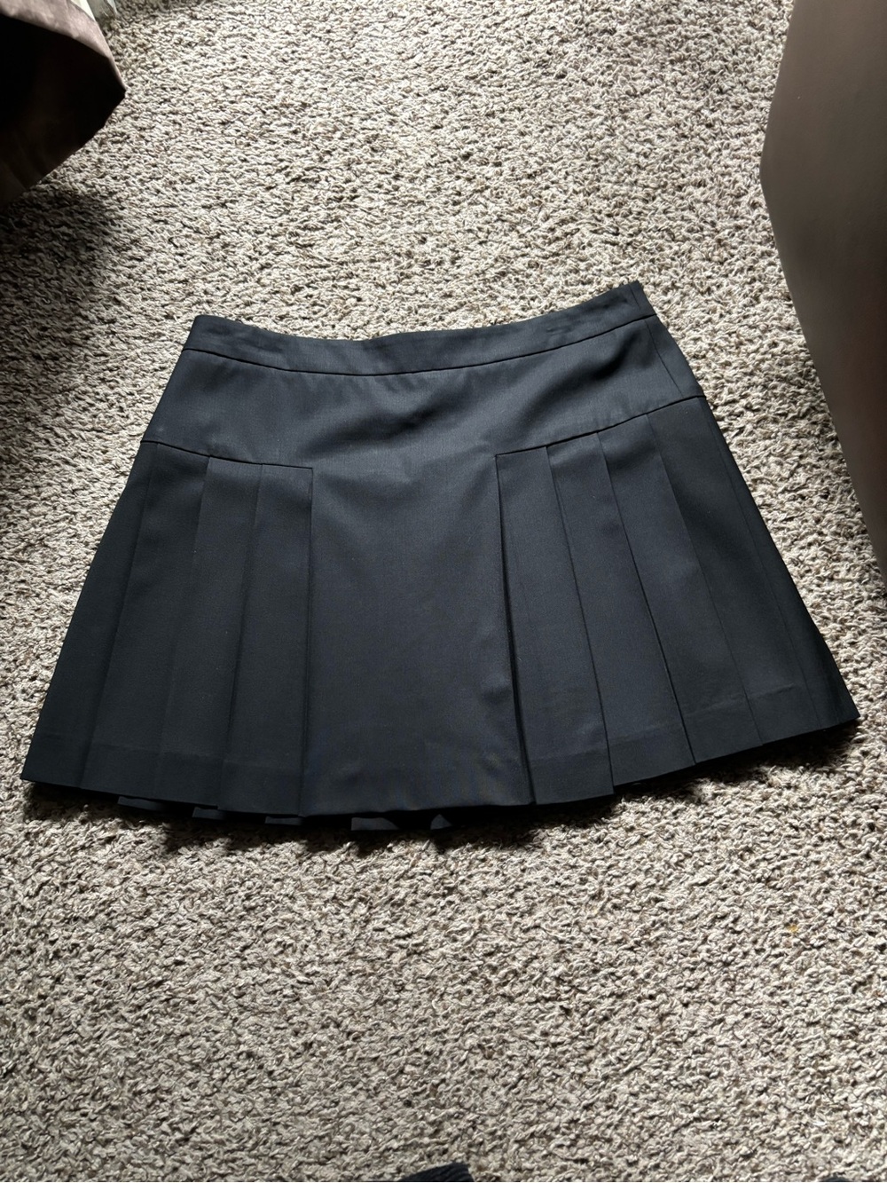 Theory Black Pleated Mini Skirt